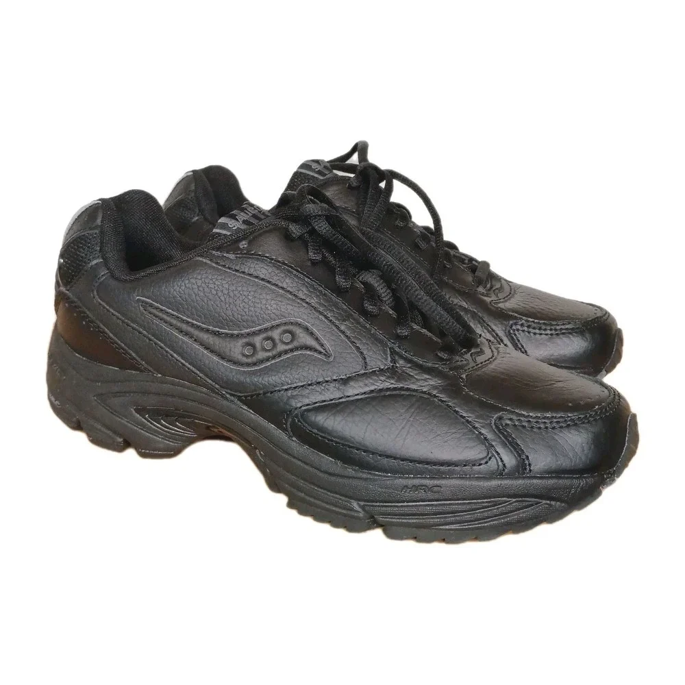 Saucony Women's‎ 7.5 W Grid Omni Walker Running Shoes Sneaker Black Leather Wide
